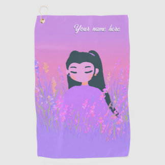 Customizable Name Golf Girl Lavender Daydream Golfhandtuch