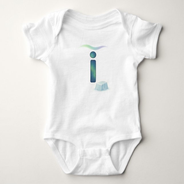 Customizable Northern Lights Letter I Iceberg Baby Strampler (Vorderseite)