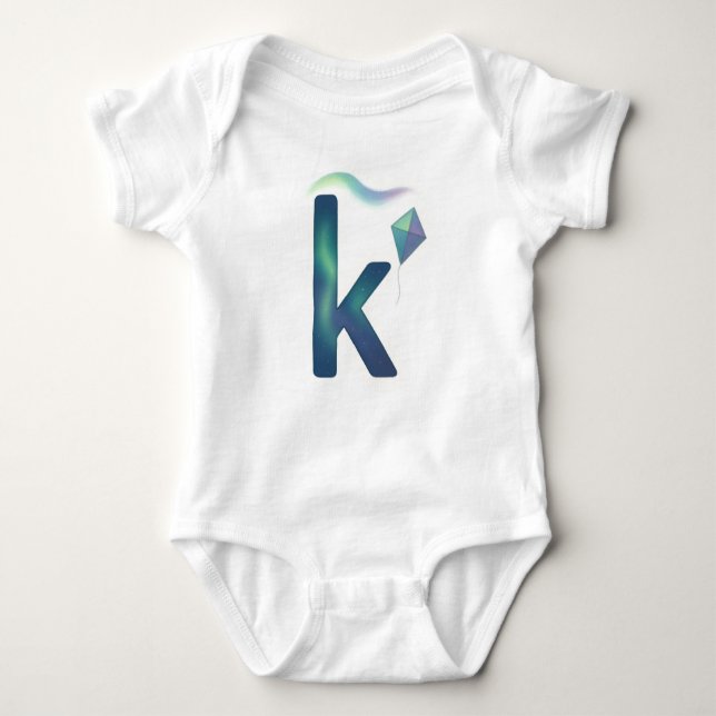 Customizable Northern Lights Letter K Kite  Baby Strampler (Vorderseite)