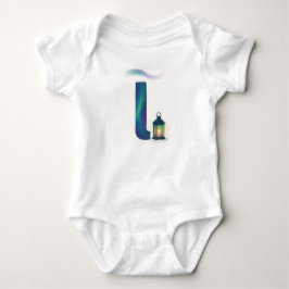Customizable Northern Lights Letter L Lantern Baby Strampler