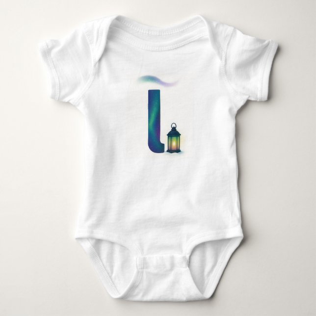 Customizable Northern Lights Letter L Lantern Baby Strampler (Vorderseite)