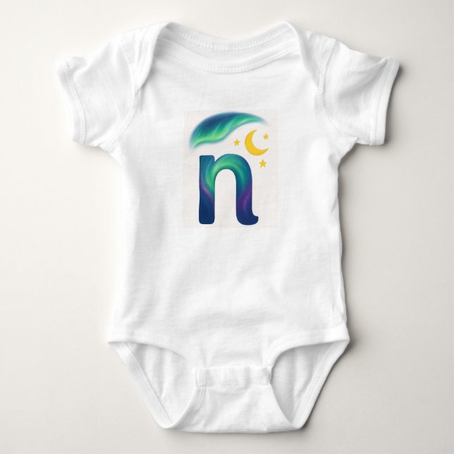 Customizable Northern Lights Letter N Night Sky Baby Strampler (Vorderseite)