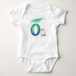 Customizable Northern Lights Letter O Snowy Owl Baby Strampler