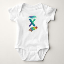 Customizable Northern Lights Letter X Xylophone Baby Strampler