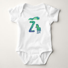 Customizable Northern Lights Letter Z Aurora Zebra Baby Strampler