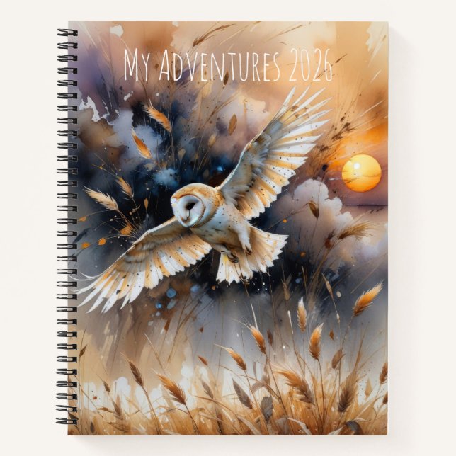 Customizable owl watercolor in the wild notizbuch (Vorderseite)