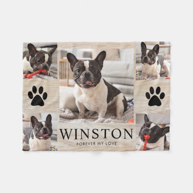 Customizable Pet Dog Memorial Photo Keepsake Fleecedecke (Vorderseite (Horizontal))