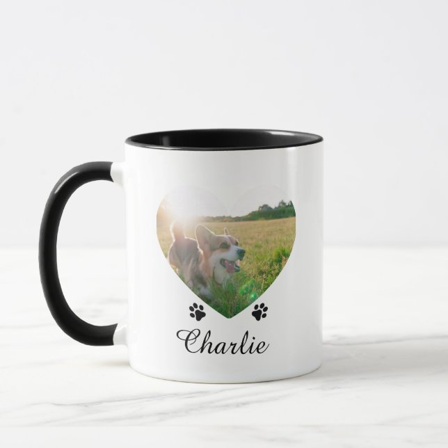 Customizable Pet Heart-Shaped Photo Template Text  Tasse (Links)