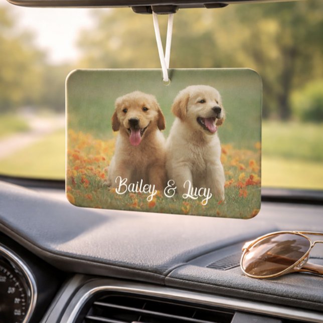 Customizable Pet Photo With Customizable Name Text Autolufterfrischer (Von Creator hochgeladen)