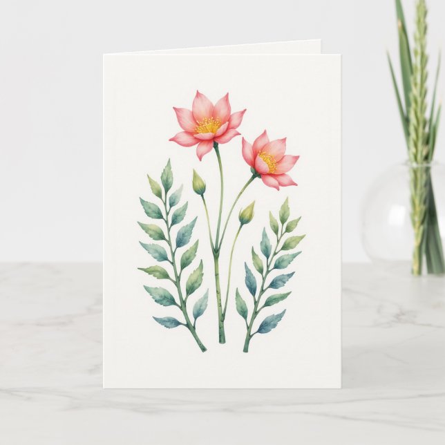 Customizable Pink Floral Greeting Card Karte (Vorderseite)