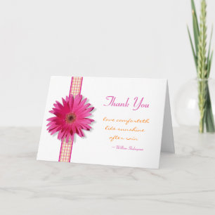 Customizable Pink Gerbera Daisy Thank You Card Dankeskarte