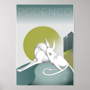 Customizable Podenco Dog Art Deco Design Poster