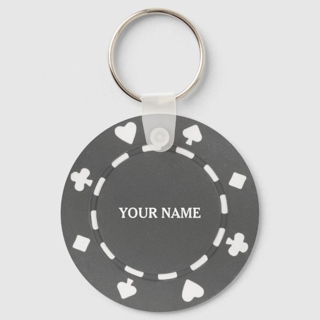 Customizable poker chip gray grey schlüsselanhänger (Vorderseite)