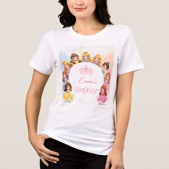 Customizable Princess Birthday T-Shirt for Mom Tri-Blend Shirt (Vorderseite)