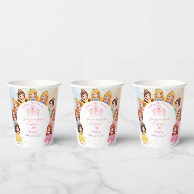 Customizable Princess Girl Birthday Paper Cup Pappbecher (Multi)