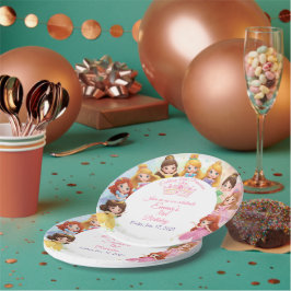 Customizable Princess Girl Birthday Paper Plate Pappteller