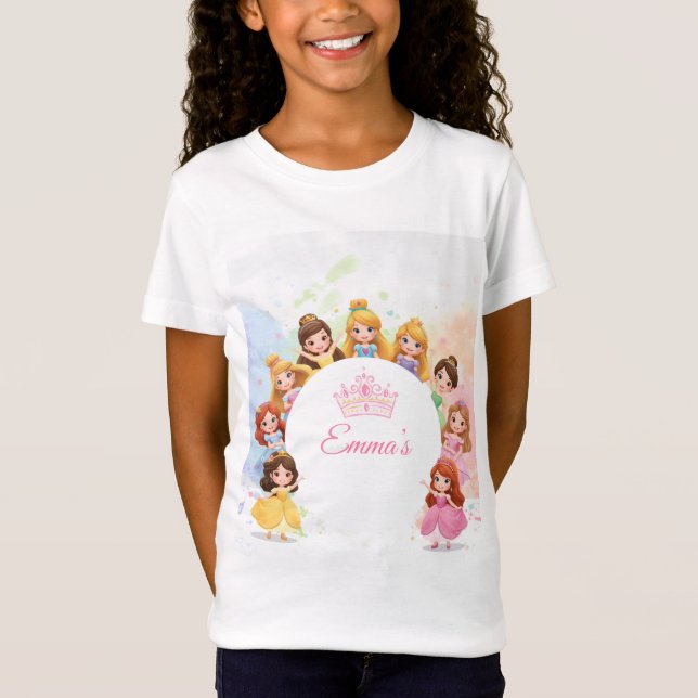 Customizable Princess Girl Birthday T-Shirt (Vorderseite)