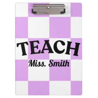 Customizable Purple Checkered Teacher Clipboard  Klemmbrett