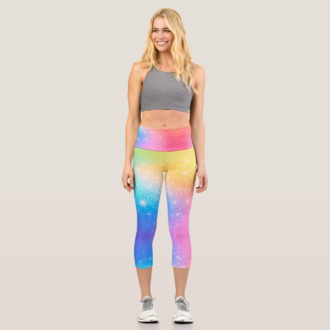 Customizable Rainbow High Waisted Capris (Vorderseite)