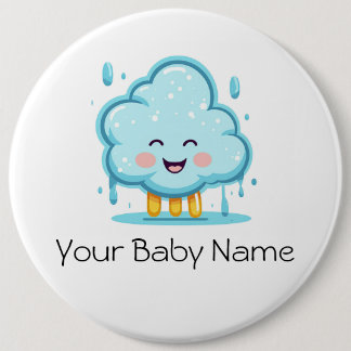 customizable raining cloud with baby's name, button