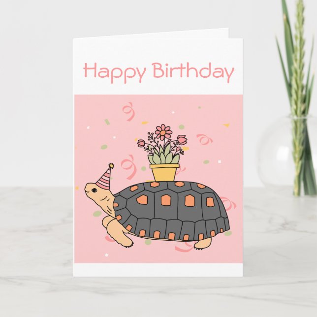Customizable Redfoot Tortoise Birthday Card 3 Karte (Vorderseite)