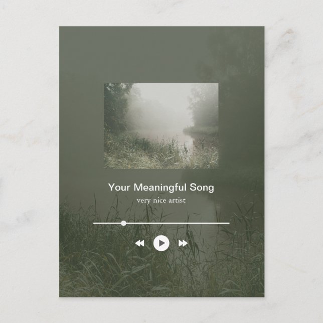 Customizable Sage Green Riverside Music Player Postkarte (Vorderseite)