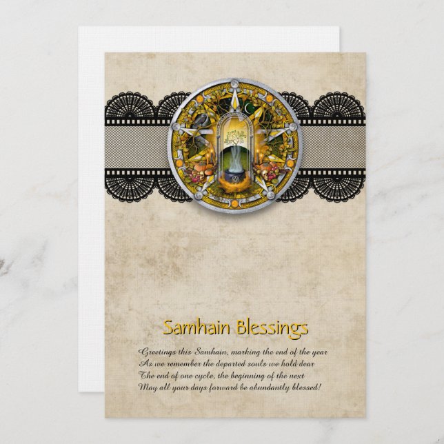 Customizable Samhain Greeting Card Dankeskarte (Vorne/Hinten)