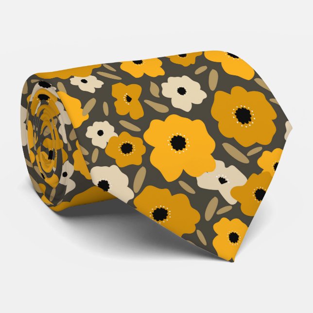 Customizable Scandinavian Doodle flower Krawatte (Gerollt)