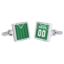 Customizable Soccer Jersey Cuff Links, Green