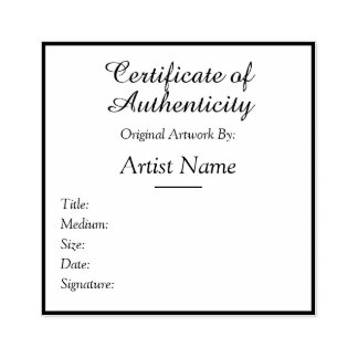 Customizable Square Certificate of Authenticity Gummistempel