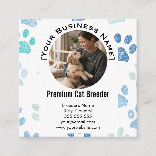 Customizable Square Pet Breeder Business Card  Quadratische Visitenkarte (Vorderseite)