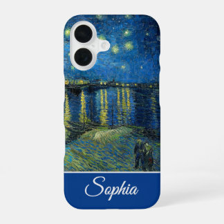Customizable Starry Night Over the Rhone, Van Gogh iPhone 16 Hülle
