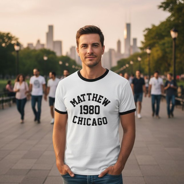 Customizable T-Shirt with Name, Birthdate, and Cit (Von Creator hochgeladen)