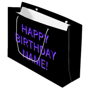 Customizable Text Happy Birthday to Any Name Large Große Geschenktüte
