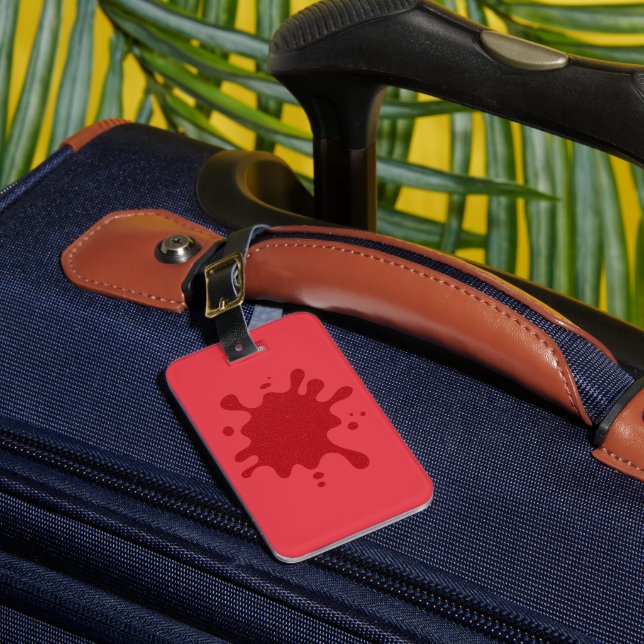 Customizable Tomato Red Splatter Luggage Tag Gepäckanhänger (Vorderseite Insitu 1)