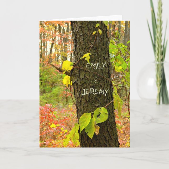 CUSTOMIZABLE//TREE MIT "GESCHNITZTEM" NAMES/FALL KARTE (Vorderseite)