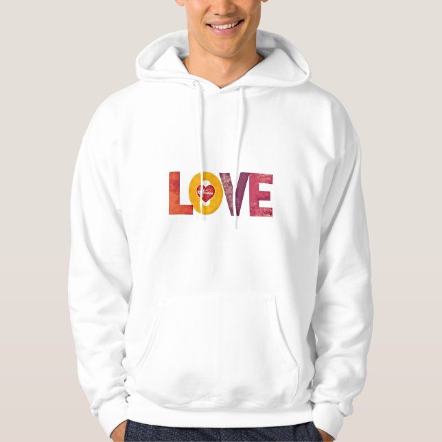 Customizable Valentine's Day Artistic Love Men's a Hoodie (Vorderseite)