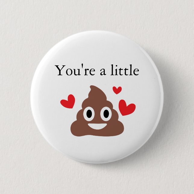 Customizable Valentines Poo Emoji Button (Vorderseite)