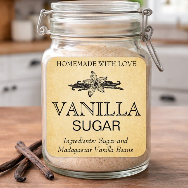 Customizable Vanilla Sugar Extract label VS002 Quadratischer Aufkleber (Von Creator hochgeladen)