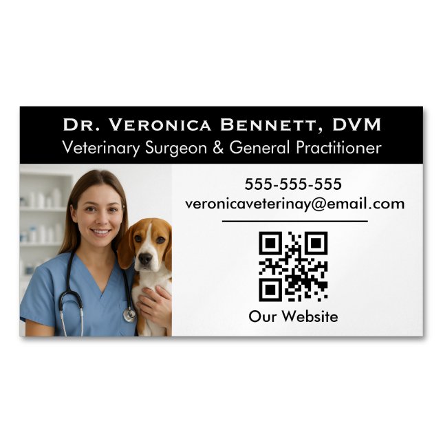 Customizable Veterinary Professional Photo  Magnetische Visitenkarte (Vorderseite)