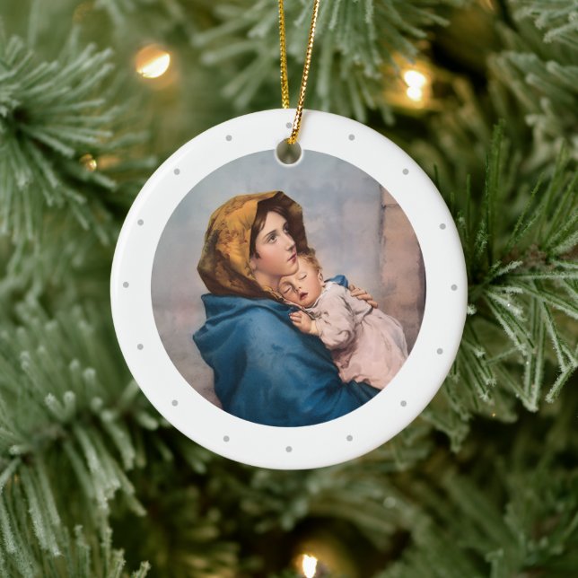 Customizable Virgin Mary Christmas Keramik Ornament (Baum)