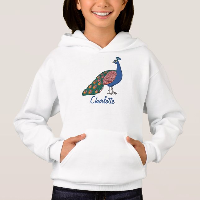 customizable Vivid Humble Peacock  Hoodie (Vorderseite)