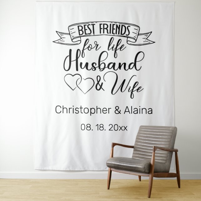 Customizable Wedding Quote Backdrop Wandteppich (Beispiel)