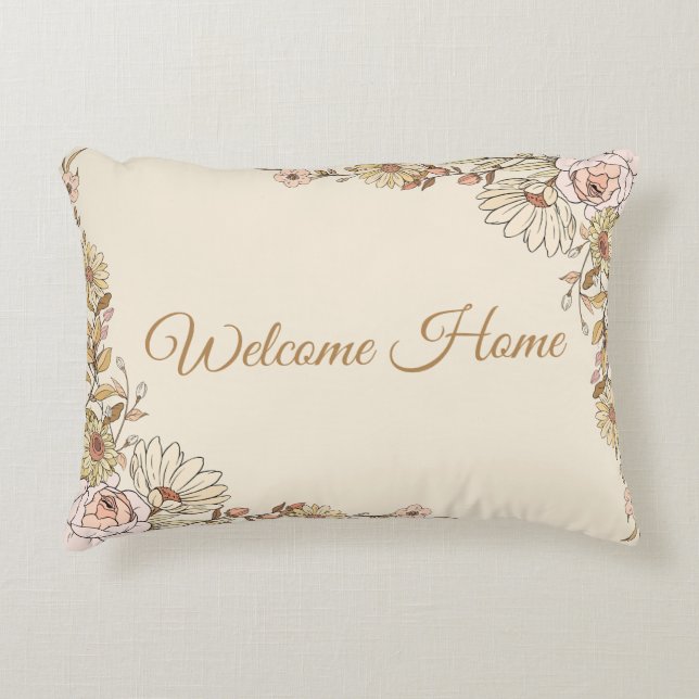 Customizable "Welcome Home" Botanical Pillow Dekokissen (Vorderseite)