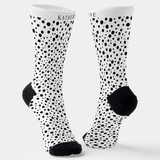 Customizable White and Black Polka Dot Design Socken (Gewinkelt)