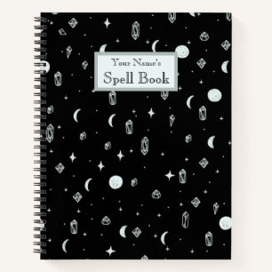 Customizable Witchy Moon and Stars Pattern Notizbuch