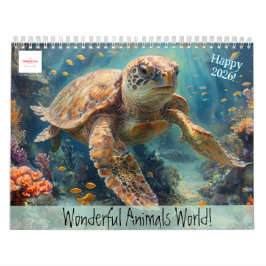Customizable Wonderful Animals World Calendar 2026 Kalender
