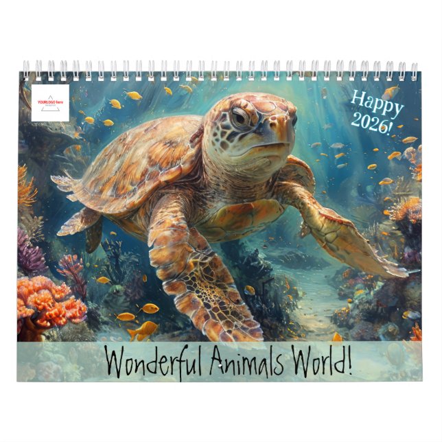 Customizable Wonderful Animals World Calendar 2026 Kalender (Titelbild)
