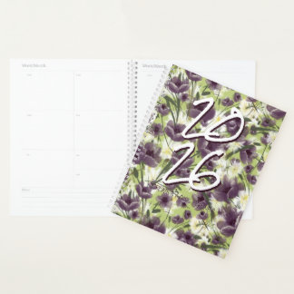 Customizable Year 2025 Purple Poppies Planner Planer