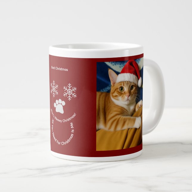 Customize ,Best Christmas ,Cat Photo Specialty Mug Jumbo-Tasse (Vorderseite Rechts)